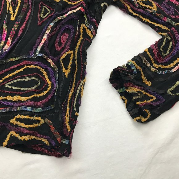 Chico's Patchwork Sheer Jacket - M - Picture 4 of 6